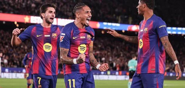 رافينيا يحسمها بثنائية ويقود برشلونة لتخطي أوساسونا في الليغا